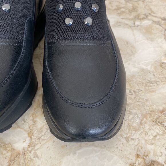 GEOX Respira Gendry Black Studded Zip Sneakers - Picture 11 of 14
